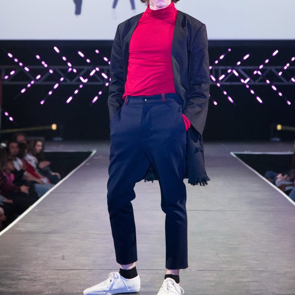 Handmade UNISEX denim runway long coat 2018